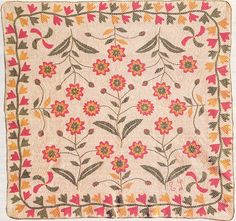 an old rug with flowers and leaves on the front, is shown in white background