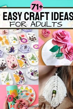 the collage shows different crafts for adults