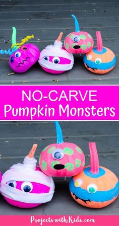 no - carve pumpkin monsters for kids to make with paper plates and other crafting supplies