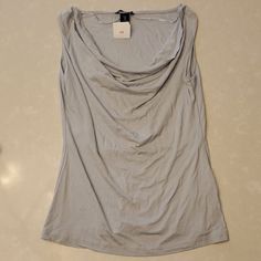 Nwt H&M Light Grey Top With Draping On Front. Size S. Very Soft Material. Classy Shirt That Can Be Dressed Up For Special Occasions Or Casual With Jeans! 90s Style Gray Cotton Tops, H&m Stretch Summer Tops, Grunge Washed Gray Top, Distressed Grunge Gray Tops, Grey Cami Top, H&m Sleeveless Stretch Tops, Soft-washed Gray Cotton Top, White Sheer Top, Brown Blouse