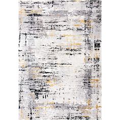 an abstract rug with white and yellow colors on the bottom, in front of a white background