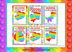 four valentine's day cards with the words happy valentines day on them