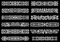 a set of ornamental designs in white on black stock photo - image 349784