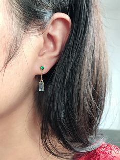 These cute little earrings are to die for. The beautiful combination of imperial  Tsavorite & Aquamarine is stunning.  Hand forged in 18k gold with the finest gemstones. These little beauties are made to be worn every day.  YG 18K Tsavorite: 0.28ct Aquamarine: 2.06cts For more information, please don't hesitate to Tsavorite Yellow Gold Earrings For Gift, Yellow Gold Tsavorite Earrings As Gift, Elegant Green 14k Gold Earrings, Gold Tsavorite Gemstone Earrings, Yellow Gold Tsavorite Gemstone Earrings, Yellow Gold Tsavorite Earrings Fine Jewelry, Green Single Earring In 14k Gold, Gold Tsavorite Earrings Fine Jewelry, Green 14k Gold Dangle Earrings