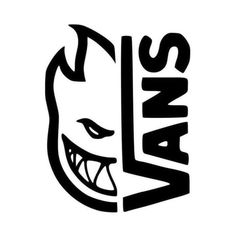 the logo for vans with an evil face and fangs on it's head, which is