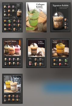 the menus are displayed with different drinks