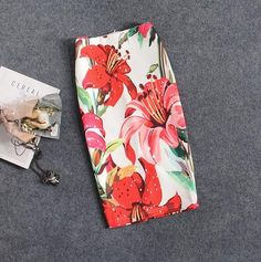 Women's Summer Pencil Skirt With Floral Print - Zorket Fitted Red Pencil Skirt For Summer, Red Pencil Skirt For Summer, Summer Floral Print Pencil Skirt, Fitted Multicolor Pencil Skirt For Summer, Elegant Floral Print Pencil Skirt For Summer, Fitted Multicolor Floral Print Pencil Skirt, Multicolor Summer Pencil Skirt For Party, Summer Pencil Skirt, Summer Pencil Skirts