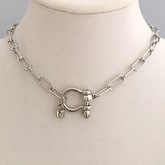 Carabiner Chain Necklace-Choker Necklace-Clasp Chain Necklace-Silver Cable Necklace-Silver Shackle Necklace-Shackle Jewelry-Padlock Charm Silver Toggle Chain Choker Necklace, Silver Toggle Choker Necklace With Lobster Clasp, Silver Chunky Chain Toggle Necklace Choker, Silver Chunky Chain Toggle Choker, Silver Toggle Choker With Chunky Chain, Silver Toggle Necklace With Chunky Chain, Silver Toggle Clasp Chain Choker, Silver Chain Link Necklace With Toggle Clasp, Silver Chain Necklace With Toggle Clasp