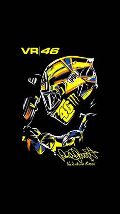 a yellow and black motorcycle helmet with the words vr96 on it's side