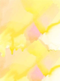 an abstract painting with yellow and pink colors