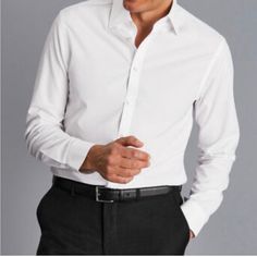 Non Iron Slim Fit Long Sleeve Dress Shirt 100% Cotton Smart White Collared Shirt, Smart White Cotton Shirt, White Slim Fit Smart Shirt, Formal White Slim Fit Top, White Slim Fit Top For Formal Occasions, White Fitted Smart Dress Shirt, White Slim Fit Smart Dress Shirt, Smart White Slim Fit Dress Shirt, Smart Slim Fit White Dress Shirt