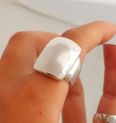 Wide Silver Ring, Statement Ring, Sterling Silver, Wide Dome Ring, Wide Band Ring, Modernist Ring, Chunky Dome Ring, Full Finger Ring - Etsy Modernist Open Dome Ring As Gift, Modern Wide Band Dome Ring As Gift, Modernist Open Band Ring As Gift, Modernist Open Band Ring For Gifts, Dome Ring With Wide Band Metal Design As Gift, Modernist Open Ring As A Gift, Modernist Open Ring As Gift, Modernist Open Ring For Gift, Wide Band Dome Ring With Metal Details As Gift