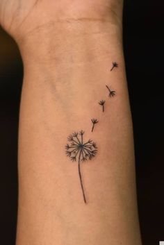 a small dandelion tattoo on the wrist