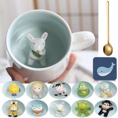 PRICES MAY VARY. HIGH QUALITY COFFEE MUG: This cute cup is fired at high temperature in ceramic, with smooth glaze, delicate and moisturizing. UNIQUE CERAMIC MUGS : This cute animals coffee mug has a large caliber cup, comfortable drinking experience, easy to clean; semi-circular handle, ergonomic design, comfortable to hold, not hot, easy to drink. 3D CARTOON ANIMALS IN CUP: The cute ceramic cup with handle has a variety of styles to choose from, which is simple without losing individuality. FU Unique Ceramic Mugs, Ceramics Cups, Kids Mugs, Friends Coffee, Novelty Cups, Women Friends, Rabbit Gifts, Mugs Gift, Cute Birthday Gift