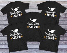 three t - shirts with graduation squad on them