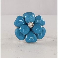 Cl Blue Flower Ring R3079 L Costume Jewelry Size 9 It Is Marked C.L. But I Do Not Know The Maker. Blue Flower-shaped Spring Jewelry, Blue Statement Ring, Romantic Rings, Blue Gemstone Rings, Teardrop Ring, Flower Carving, Gold Statement Ring, Vintage Style Rings, Classic Engagement Rings