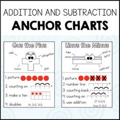 an anchor chart for addition and subtraction with the words anchor on each side