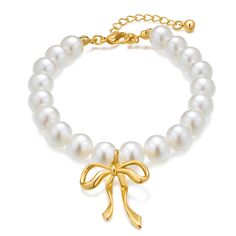 PRICES MAY VARY. Design of Pearl Bow Bracelet: The dainty gold bow charm is combined with simulated pearls to create a unique and elegant design. It symbolizes luck, purity, and happiness, wearing it will make you more elegant and beautiful. Material of Gold Pearl Bracelet: WOWORAMA gold bow pearl bracelet is made of smooth round imitation pearls, and 18k gold plated bow charm, hypoallergenic and Long-lasting color retention, comfortable and safe to wear. Size of Adjustable Pearl Bracelet: The l Elegant Adjustable Bracelets With Bow Detail, Elegant Adjustable Bracelet With Bow Detail, Elegant Adjustable Bracelet With Bow, Adjustable Bow Bracelet Gift, Adjustable Bow Bracelet As Gift, Adjustable Bow Bracelet For Gift, Gold Wedding Jewelry With Butterfly Knot Detail, Elegant Gold Jewelry With Butterfly Knot, Adjustable White Bow Jewelry