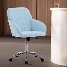 Wide Backrest And Cushion: the wide backrest and cushion design of the office chair provides plenty of space for your body to feel comfortable and relaxed. Blue Desk Chair, Upholstered Office Chair, Velvet Office Chair, Swivel Office Chair, Soft Beige, Ergonomic Office Chair, Ergonomic Office, Office Chairs, Cushion Design