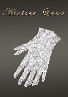 an image of a pair of white gloves with gold lettering on the front and back