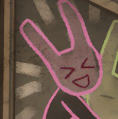 a drawing of a hand with the number twenty five drawn on it's side