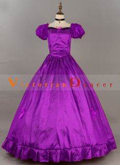 Christmas Simple Victorian Dress Women Old West Costume   Condition: Brand New  Color: Wine Red/Green/Rose Red/Purple/Blue  Material: This Victorian Christmas Dress is made of amp;nbsp; High Quality Satins,Smooth, soft and comfortable to wear  Sleeve Length: Short Sleeve  Dresses Length:Floor-Length  Neckline: amp;nbsp; Square Collar amp;nbsp;  Decoration: Ruffles + Lace  Style: This dress is perfect for Christmas Party,civil war,victorian,medieval,regency,renaissance, wedding, cosplay, themed p Purple Fitted Princess Ball Gown, Purple Princess Fitted Ball Gown, Purple Floor-length Costume Dress, Fitted Purple Princess Dress, Purple Fitted Princess Dress, Victorian Christmas Dress, Historical Dresses Victorian, Gothic Victorian Dresses, Victorian Ball