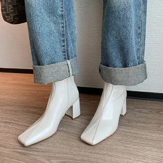 CHIKO Hiba Square Toe Block Heels Ankle Boots feature leather upper, synthetic lining, rubber sole. Heel height is approx. 2.75" (7 cm) Chiko Boots, Villain Oc, Women Shoes Fashion, Chiko Shoes, Square Toe Shoes, Block Heel Ankle Boots, Shoe Covers, Water Feature, Latest Shoes