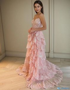 Orcajump - Seductively Elegant Lace and Floral Long Evening Gown Prom Inspiration, Junior Prom, Pink 3d, Prom Poses, Jr Prom, Soiree Dress, Dream Dresses, Long Evening Gowns, Pretty Prom Dresses