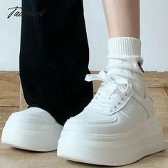 Tavimart White Sports Shoes Korean Women Platform Sneakers Casual Harajuku Tennis Female Vintage Vulcanize Designer Footwear Shoes Korean, Casual Harajuku, Women Platform Sneakers, Rope Hair, Designer Footwear, Tie For Women, Dress Women Elegant, Hair Rings, Platform Sneakers