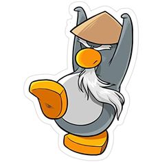 an image of a cartoon bird with a hat on it's head and arms in the air