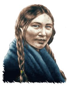 a drawing of a woman with long braids