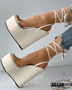 Clear Perspex Lace-up Wedges Sandals Ariana Grande Legs, Lace Up Wedge Sandals, Wedges Sandals, Lace Up Wedges, Heel Shoes, High Heel Shoes, Ariana Grande, Wedge Sandals, High Heel