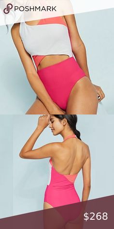 Anthropologie X Kore Dion One Piece Swimsuit New w/ tag is an Overstock Outlet (has black line going thru cloth label name) authentic Kore Swimwear -Nylon, spandex Open midriff Pull-on styling Hand wash -  Size XS -  Has hygienic Liner Kore Swim One Pieces Elegant Pink Bodysuit For Swimming, Elegant Pink Swimsuit, Pink Backless Bodysuit With Lined Body, Chic Pink One-piece Bodysuit, Chic Pink Backless Swimwear, Elegant Pink Bodysuit For Beach, Pink Halter Neck Bodysuit, Chic Pink Swimwear With Lined Body, Elegant Pink Swimwear With Lined Body