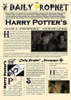 the harry potter's daily project newspaper