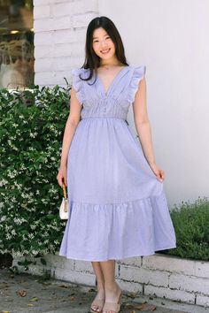 Reese Ruffled Striped Dress Cute Dresses Casual, Flowy Bridesmaid Dresses, Morning Lavender, Dress Appropriately, Lace Dresses, Work Dress, Dresses Formal, Boutique Dresses, Guest Dresses