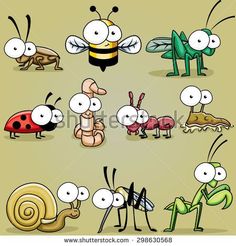 cartoon bugs and insects in different poses