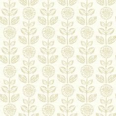 a white and beige wallpaper with leaves on it