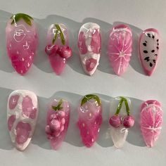 10pcs press on nails Message size, XS, S, M, L or customised Shape of the nail: Message me DISCLAMER The nature of crafting my handmade nails means that each one is unique, therefore designs may vary somewhat. The lighting and colour of the photographs may be slightly distorted by different display systems. Dragonfruit Nails, Grapefruit Nails, Cake Nails, Fruit Nails, Fruit Nail Art, Japanese Nail Art, Pretty Gel Nails