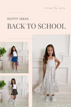 3 images of a girl wearing back to school outfits Super Cute Outfits, White Ruffle Sleeve Top, Back To School Outfit Ideas, School Outfit Ideas, Review Clothing, Back To School Outfit, Parenting Inspiration, Ready For School