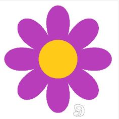 a purple flower with yellow center on a white background