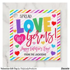 a valentine's day card with the words spread love not germs on it