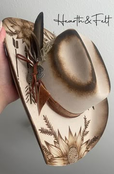 Follow Your Arrow Hand Burnt Wool Felt Hat | Baha Ranch Western Wear Women's Western Hats, Cowboy Hats For Wedding, Western Hats Women, Sunflower Cowboy Hat, Custom Burnt Cowgirl Hats, Burned Straw Hat, Western Burnt Hats, Cowboy Hats For Women Western Style, Western Cowgirl Hats