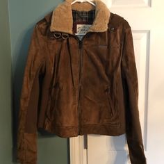 Great Quality Replay Suede Bomber Jacket. Heavy Jacket Will Keep You Warm. Retails For $425. Only Worn Twice. Excellent Condition. Length Is 21 I Inches Armpit To Armpit Is 38 Inches. Casual Leather Outerwear With Faux Fur Lining, Casual Leather Jacket With Faux Fur Lining, Brown Suede Motorcycle Jacket, Vintage Distressed Brown Leather Jacket With Pockets, Retro Brown Single-breasted Leather Jacket, Brown Long-sleeved Leather Outerwear, Vintage Brown Single-breasted Leather Jacket, Heavy Jacket, Suede Leather