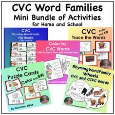 cvc word families mini bundle of activities for homeschoolers and school students