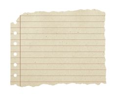 an old piece of paper with lined lines and holes on the bottom, isolated against a white background