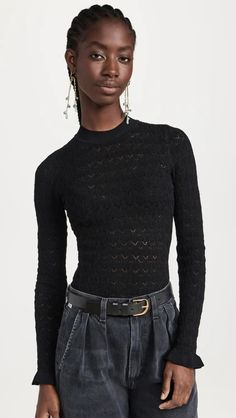 Sea Rue Fine Knit Gauge Knit High Neck Sweater | Shopbop Sea Clothes, High Neck Sweater, Scandinavian Style, Knitwear Women, Denim Wash, Black Sweaters, Neck Sweater, Style Guides, New Arrivals