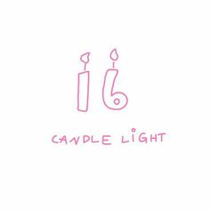 the candle light logo is drawn in pink on a white background, and it says candles