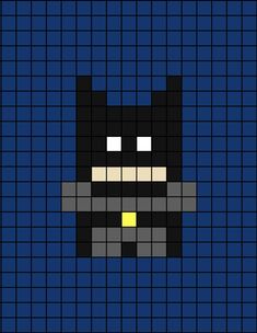 A small pixel art template of Bat-man (in the grey, black and yellow suit). Perler Bead Patterns Easy, School Crochet, Grid Board, Bead Creations, Perler Ideas, Pin Ideas, Batman Dc