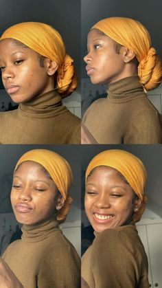 Yellow headwrap scarf on black girl hairstyle Scarf Hairstyles Black Women, Head Scarf Styles Black Women, Headwrap Styles, Headwrap Hairstyles, Hair Motivation, Hair Wrap Scarf, Head Wrap Styles, Hair Scarf Styles, Head Scarf Styles