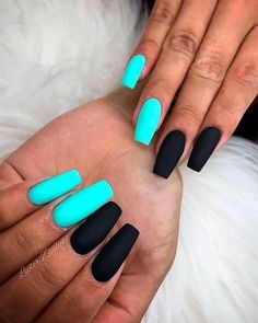 Green And Black Nails, Mint Green Nails, Silver Glitter Nails, Gold Glitter Nails, Black Nail, Acrylic Nails Coffin Short, Neon Nails, Coffin Nails Designs